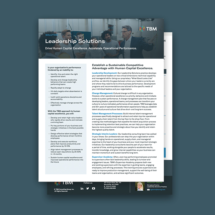 Leadership Solutions. Drive Human Capital Excellence. Accelerate Operational Performance.